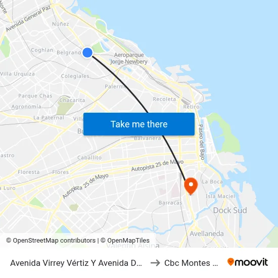 Avenida Virrey Vértiz Y Avenida Del Libertador to Cbc Montes De Oca map