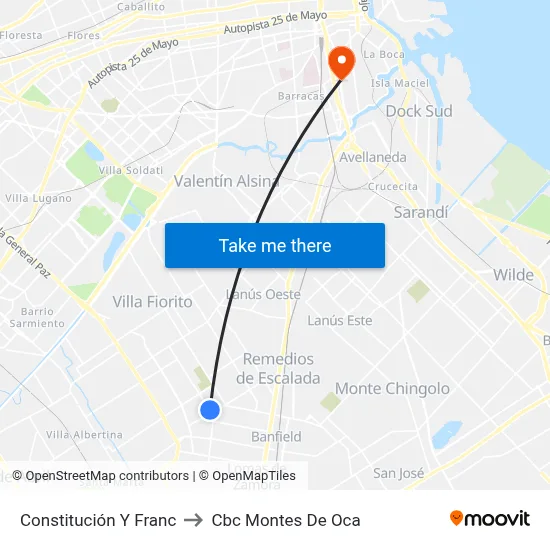 Constitución Y Franc to Cbc Montes De Oca map
