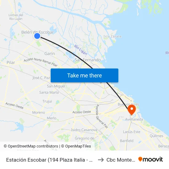 Estación Escobar (194 Plaza Italia - Once - Directo - Expreso) to Cbc Montes De Oca map