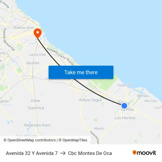 Avenida 32 Y Avenida 7 to Cbc Montes De Oca map