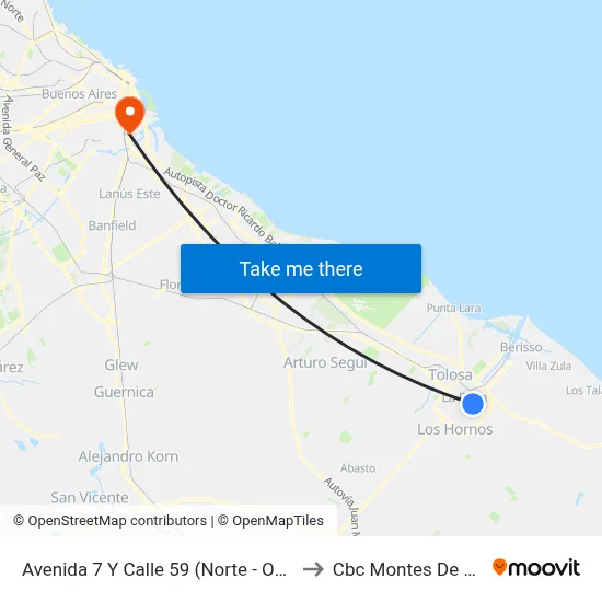 Avenida 7 Y Calle 59 (Norte - Oeste) to Cbc Montes De Oca map