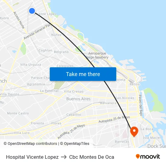 Hospital Vicente Lopez to Cbc Montes De Oca map