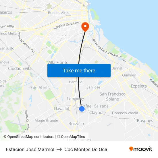 Estación José Mármol to Cbc Montes De Oca map