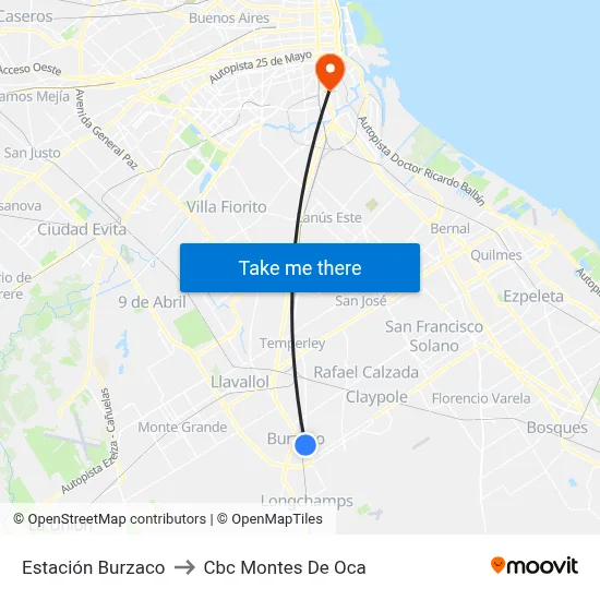 Estación Burzaco to Cbc Montes De Oca map