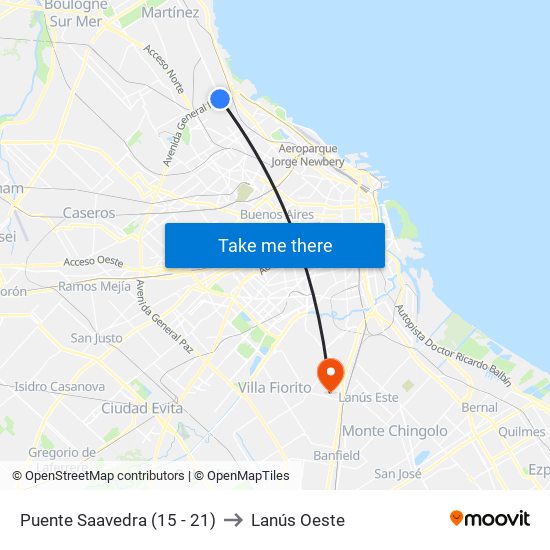 Puente Saavedra (15 - 21) to Lanús Oeste map