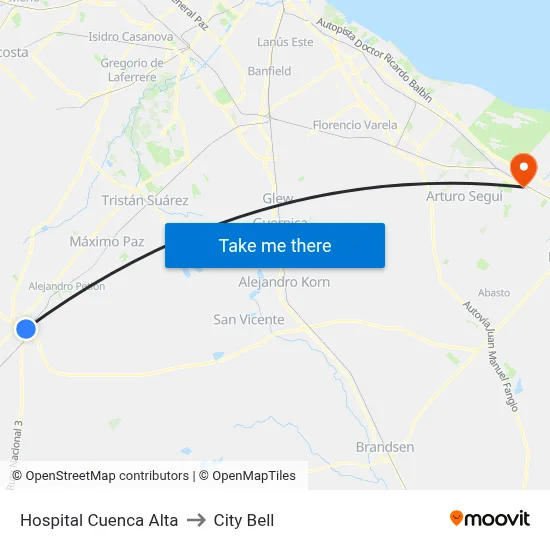 Hospital Cuenca Alta to City Bell map
