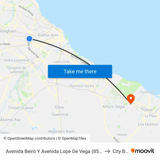 Avenida Beiró Y Avenida Lope De Vega (85 - 146) to City Bell map