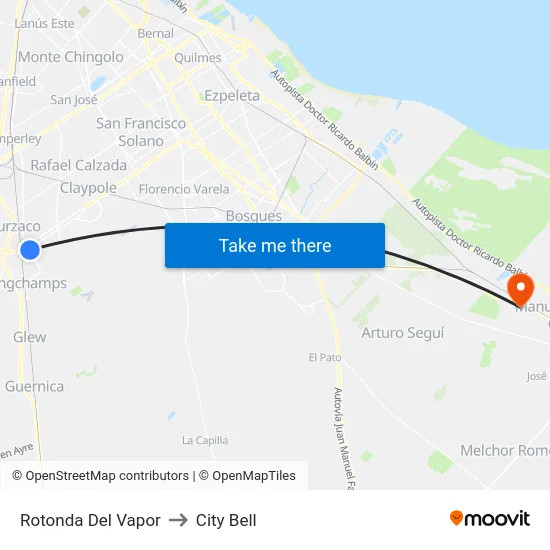 Rotonda Del Vapor to City Bell map