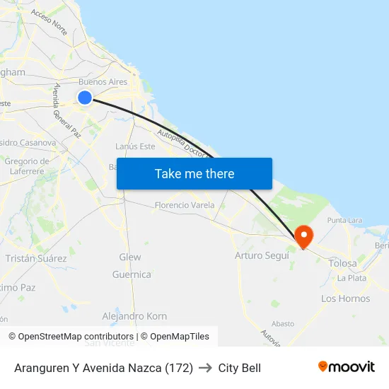 Aranguren Y Avenida Nazca (172) to City Bell map