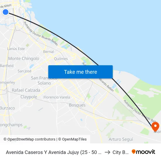 Avenida Caseros Y Avenida Jujuy (25 - 50 - 65) to City Bell map