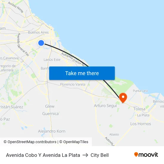 Avenida Cobo Y Avenida La Plata to City Bell map