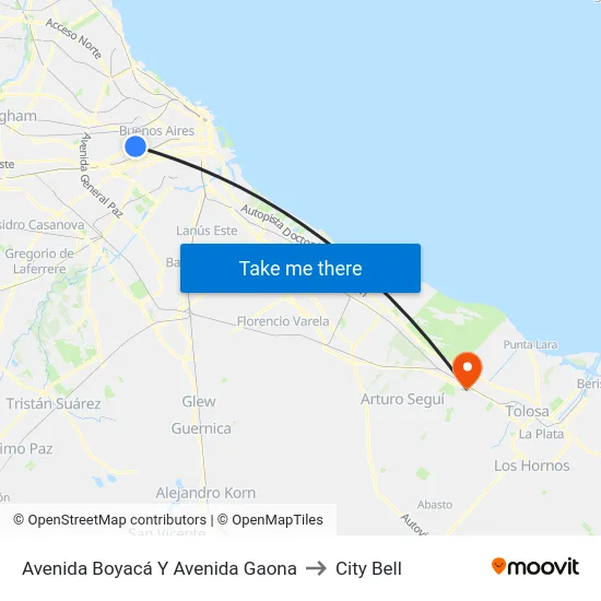 Avenida Boyacá Y Avenida Gaona to City Bell map