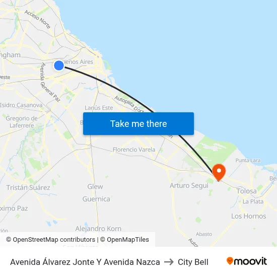 Avenida Álvarez Jonte Y Avenida Nazca to City Bell map
