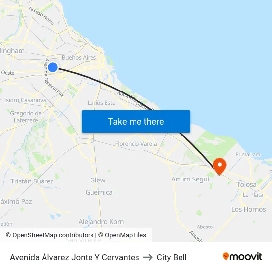 Avenida Álvarez Jonte Y Cervantes to City Bell map