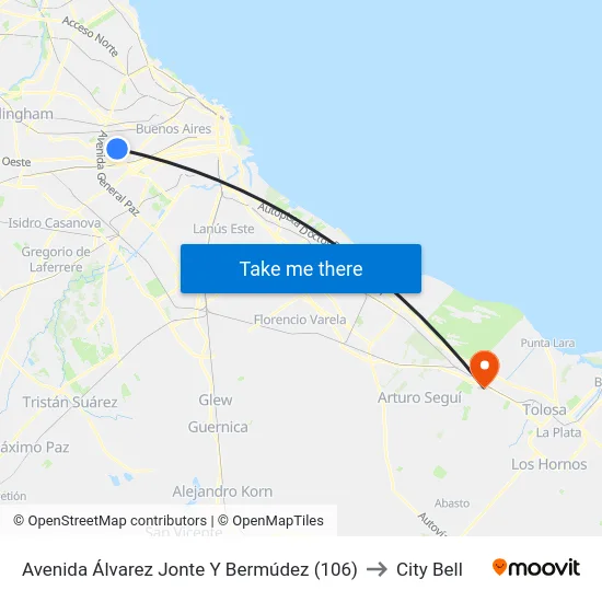 Avenida Álvarez Jonte Y Bermúdez (106) to City Bell map