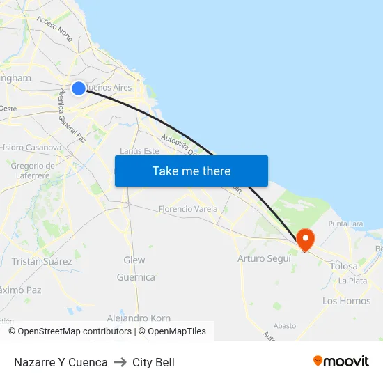 Nazarre Y Cuenca to City Bell map