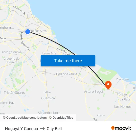 Nogoyá Y Cuenca to City Bell map
