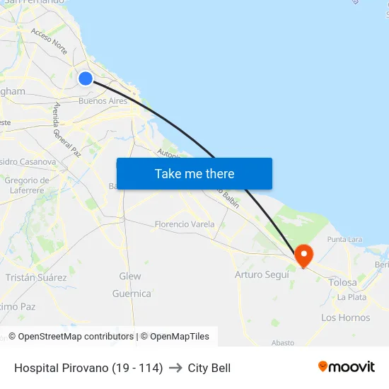 Hospital Pirovano (19 - 114) to City Bell map
