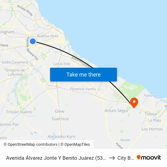 Avenida Álvarez Jonte Y Benito Juárez (53 - 106) to City Bell map