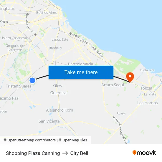 Shopping Plaza Canning to City Bell map