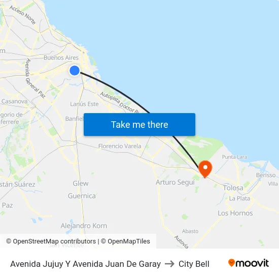 Avenida Jujuy Y Avenida Juan De Garay to City Bell map