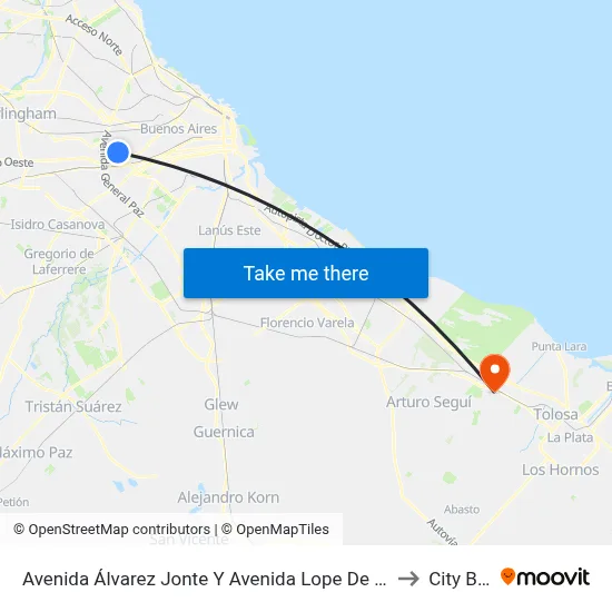 Avenida Álvarez Jonte Y Avenida Lope De Vega to City Bell map