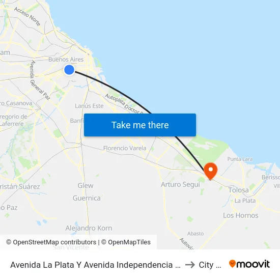 Avenida La Plata Y Avenida Independencia (65 - 119) to City Bell map