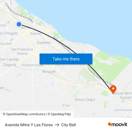 Avenida Mitre Y Las Flores to City Bell map