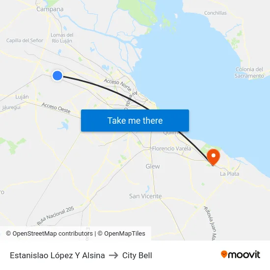 Estanislao López Y Alsina to City Bell map