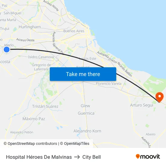 Hospital Héroes De Malvinas to City Bell map