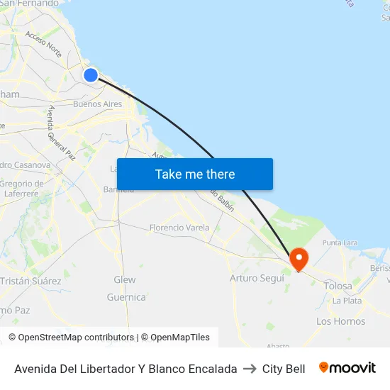 Avenida Del Libertador Y Blanco Encalada to City Bell map