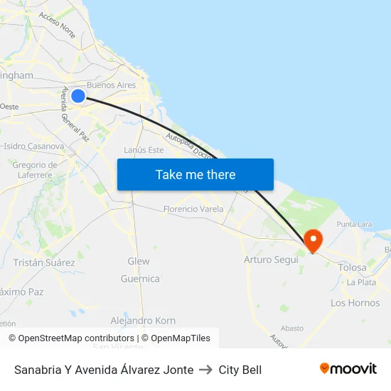Sanabria Y Avenida Álvarez Jonte to City Bell map