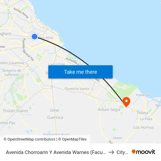 Avenida Chorroarín Y Avenida Warnes (Facultad De Agronomía) to City Bell map