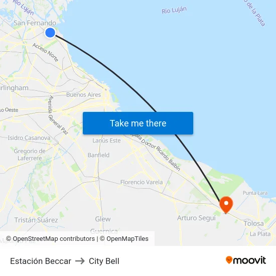 Estación Beccar to City Bell map