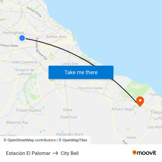 Estación El Palomar to City Bell map