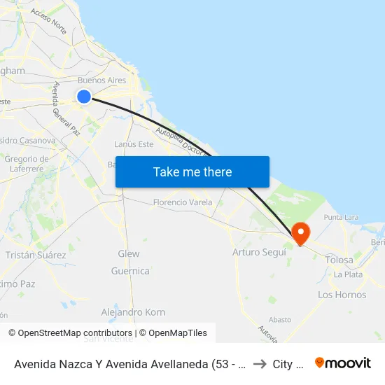 Avenida Nazca Y Avenida Avellaneda (53 - 63 - 133) to City Bell map