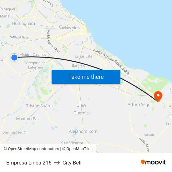 Empresa Línea 216 to City Bell map