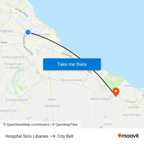 Hospital Sirio Libanés to City Bell map