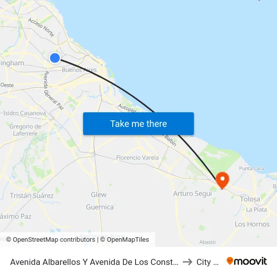 Avenida Albarellos Y Avenida De Los Constituyentes to City Bell map
