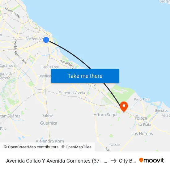 Avenida Callao Y Avenida Corrientes (37 - 124) to City Bell map