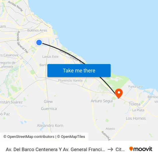 Av. Del Barco Centenera Y Av. General Francisco Fernández De La Cruz to City Bell map