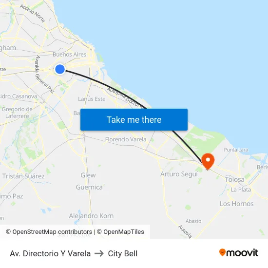 Av. Directorio Y Varela to City Bell map