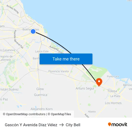 Gascón Y Avenida Díaz Vélez to City Bell map