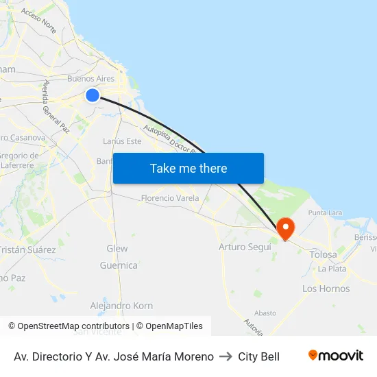 Av. Directorio Y Av. José María Moreno to City Bell map