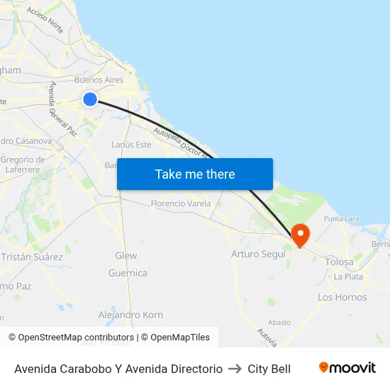 Avenida Carabobo Y Avenida Directorio to City Bell map