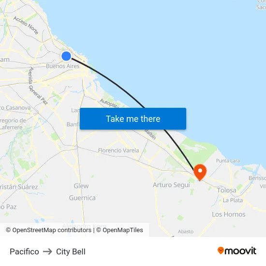 Pacifico to City Bell map