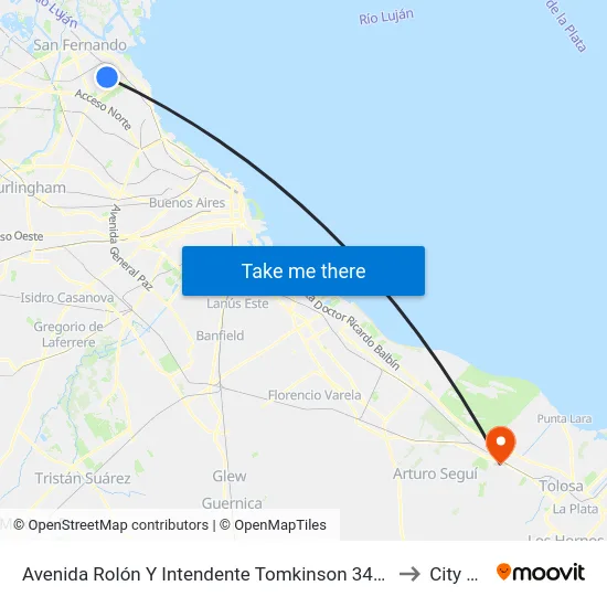 Avenida Rolón Y Intendente Tomkinson 343 Parada to City Bell map