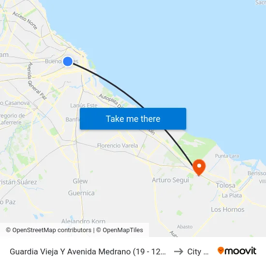 Guardia Vieja Y Avenida Medrano (19 - 127 - 128) to City Bell map