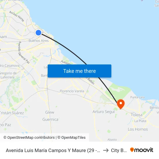 Avenida Luis María Campos Y Maure (29 - 59) to City Bell map