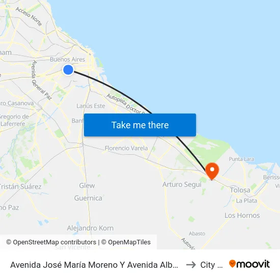 Avenida José María Moreno Y Avenida Alberdi (42 - 135) to City Bell map